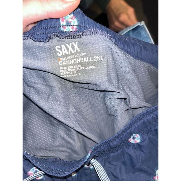 Saxx Cannonball 2N1 Hybrid Shorts Ballpark Pouch Swim Trunks Navy Medium - Picture 3 of 4